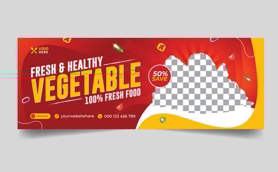 Fresh vegetable and grocery facebook cover design vector
