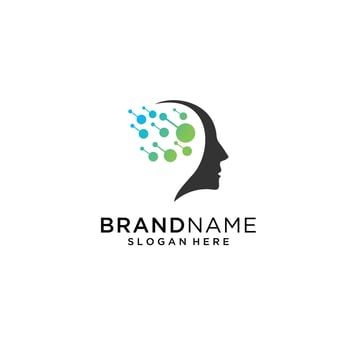 Head Tech logo, Pixel Head logo concept vector, Robotic Technology Logo template designs vector illustration