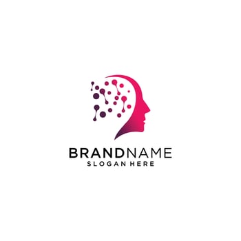 Head Tech logo, Pixel Head logo concept vector, Robotic Technology Logo template designs vector illustration