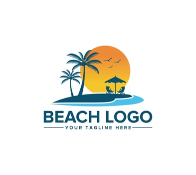 Beach logo design on white background, Vector illustration.