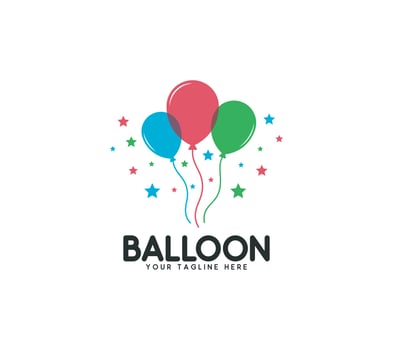 Birthday or party air balloons logo vector illustration with colorful version on white background.