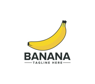 Banana fruit logo design on white background, Vector illustration.