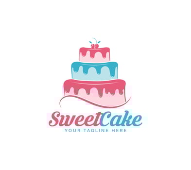 Sweet Cake logo design on white background, Vector illustration.
