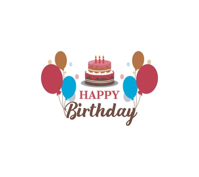 Happy Birthday logo design with typography and party element on white background for birthday celebration, Vector illustration.
