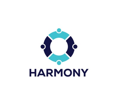 Harmony logo is consistency, unity, alliance, team, teamwork, on white background, Vector illustration.