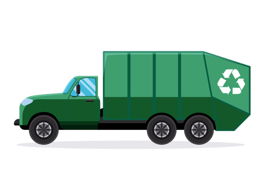 Green garbage truck illustration png