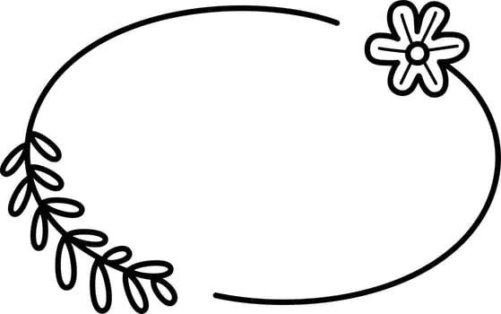 Oval floral frame. Hand drawn sketch style for quote and social media vector