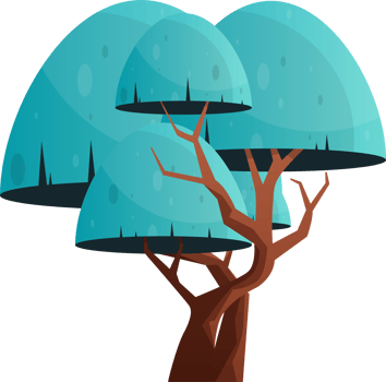 Colorful cartoon tree clip art png