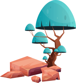 Desert rock with plants png