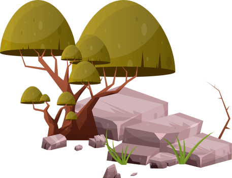 Desert rock with plants png