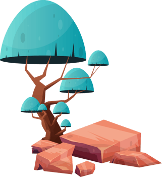 Desert rock with plants png