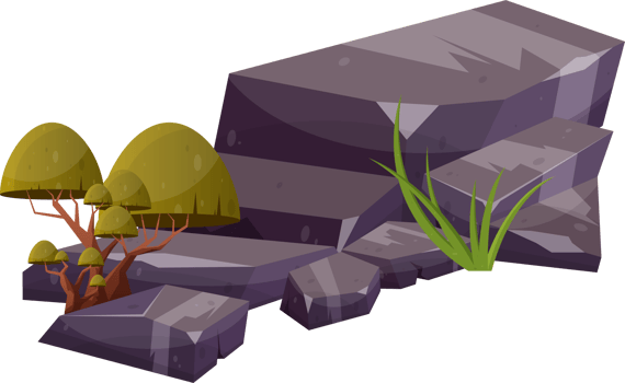 Desert rock with plants png
