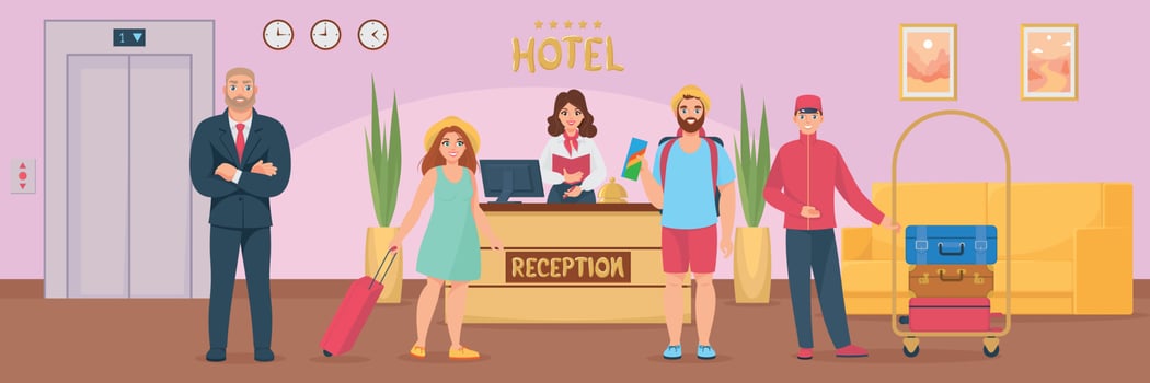 Hotel Staff Reception Composition vector