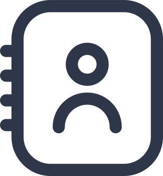 Contact icon in black colors. Adress book or phone book signs illustration. png