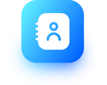 Contact icon in square gradient colors. Adress book or phone book signs illustration. png