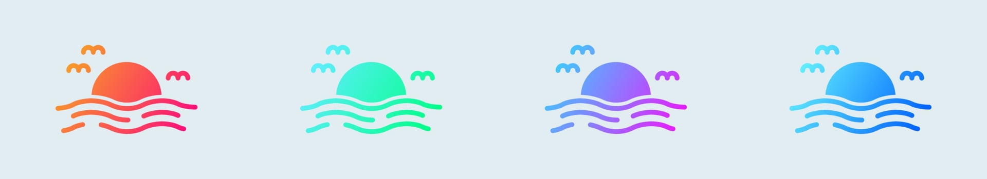 Sunset solid icon in gradient colors. Sun signs vector illustration.