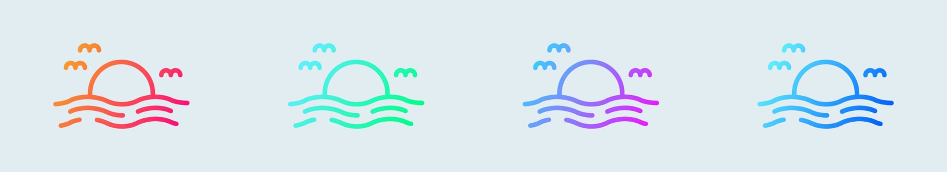 Sunset line icon in gradient colors. Sun signs vector illustration.
