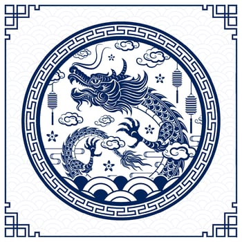 Happy Chinese new year 2024 Dragon Zodiac sign vector