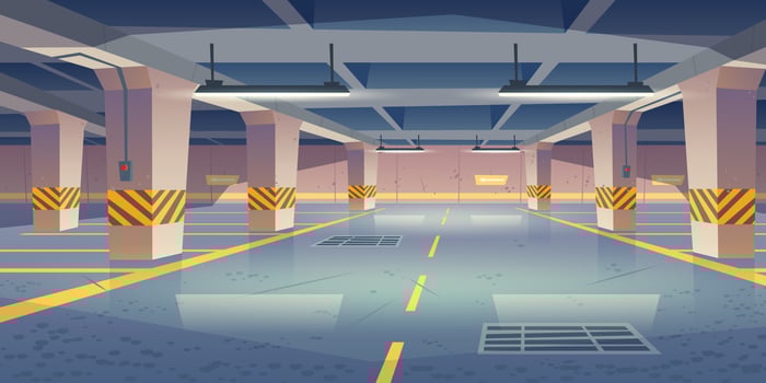 Vector interior of empty underground car parking