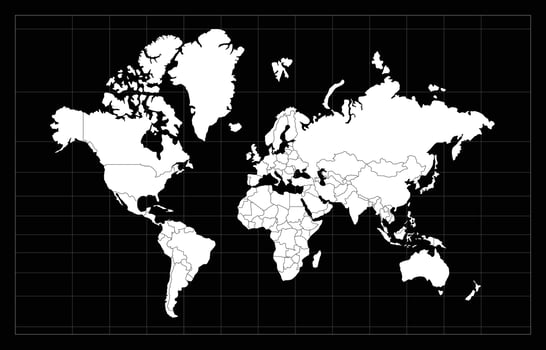 Black and White World Map vector