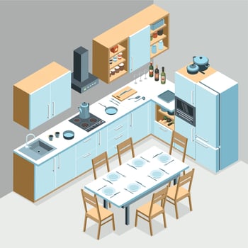 Isometric Kitchen Interior Composition vector