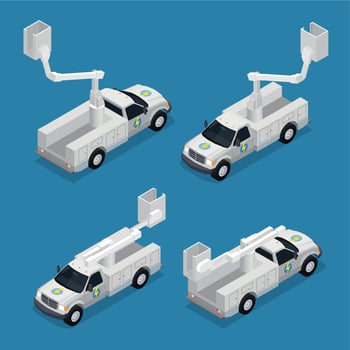 Electrician Cars Isometric Icons vector