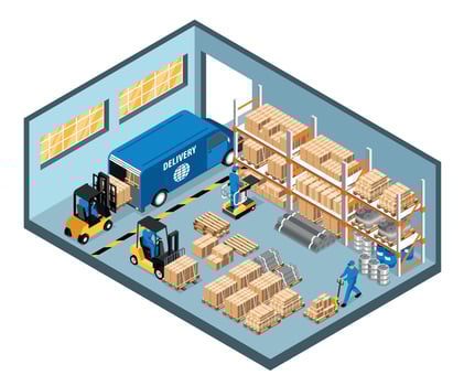 Isometric Warehoouse Interior vector