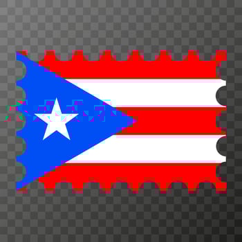 Postage stamp with Puerto Rico flag. Vector illustration.