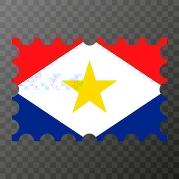 Postage stamp with Saba flag. Vector illustration.
