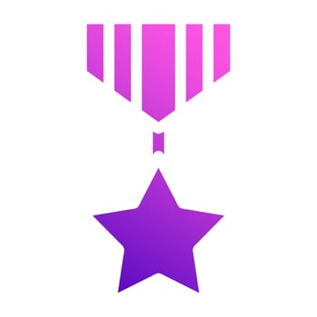 medal icon solid style gradient purple pink colour military illustration vector army element and symbol perfect.