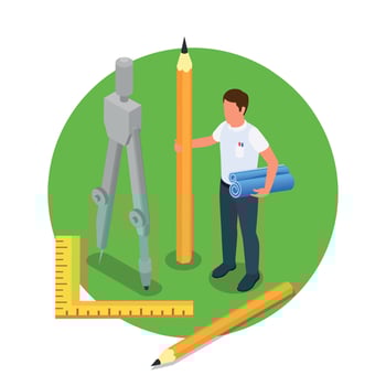 Architect Construction Round Composition vector