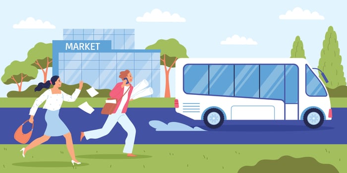 People Late For Bus vector