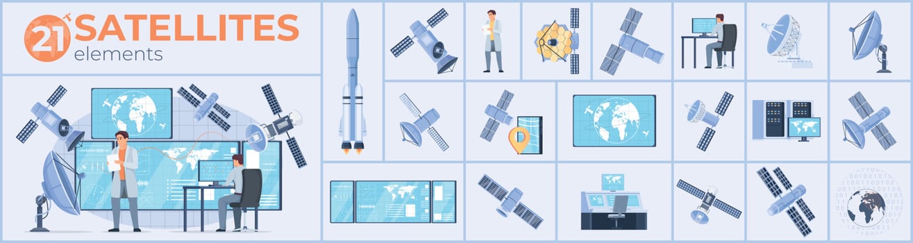 Satellites Composition Set vector