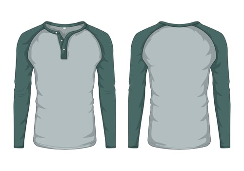 Raglan sleeve long sleeve t-shirt mockup front and back view vector