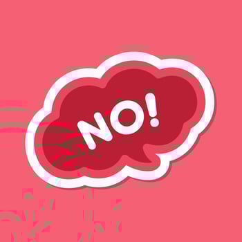 No speech bubble icon. Cute black text lettering vector illustration.