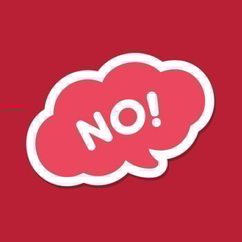 No speech bubble icon. Cute black text lettering vector illustration.