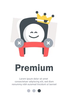 Service upgrade concept,premium plan, experience improvement,better offer, emoticon in armchair vector