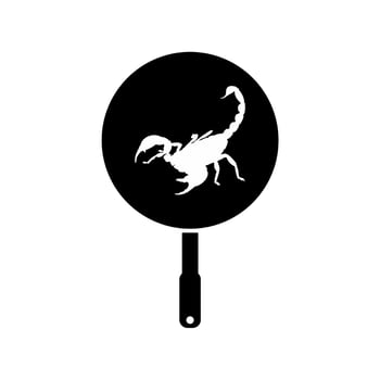 Scorpion on the Pan Silhouette for Bizarre or Extreme or Exotic Food, Traditional Food in Asian Country, Culinary Sign for Icon Symbol, Apps, Pictogram, Logo, Website, or Graphic Design Element vector