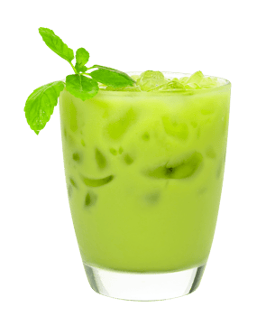ice green tea milk in a glass isolated png