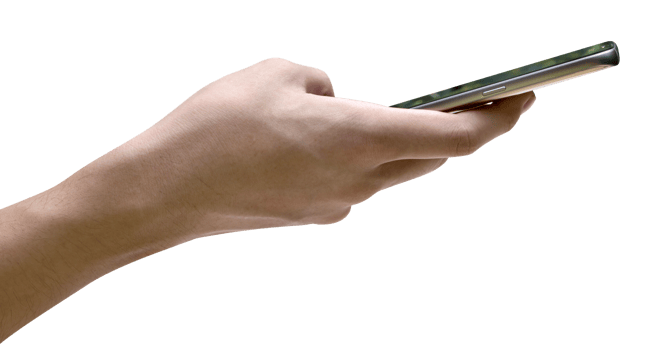hand holding mobile smart phone  isolated png