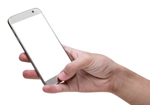 hand holding mobile smart phone  isolated png
