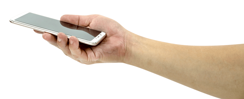 hand holding mobile smart phone  isolated png