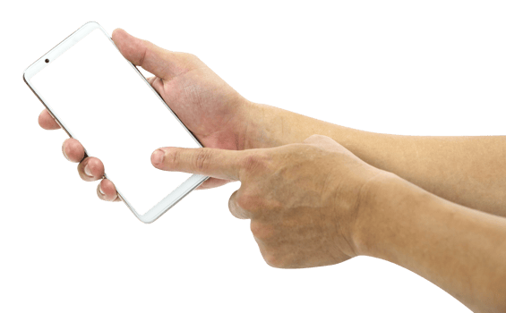 hand holding mobile smart phone  isolated png