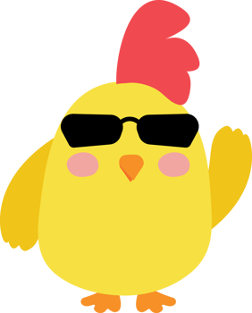 Chick with sunglasses cartoon character crop-out png