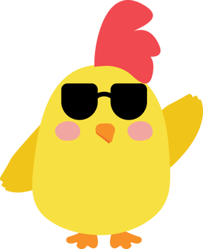 Chick with sunglasses cartoon character crop-out png