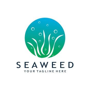seaweed logo design with vector illustration template
