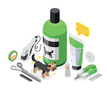 Grooming Tools Isometric Composition vector