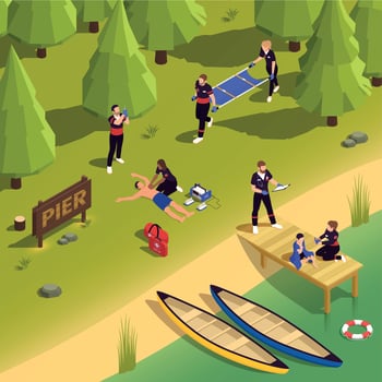Accident On Pier Isometric Background vector