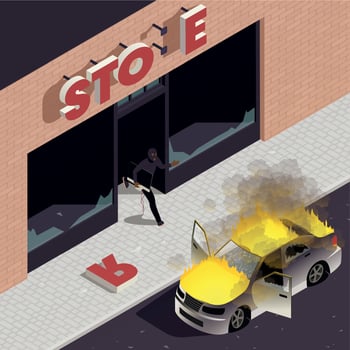 Street Violence Isometric Concept vector