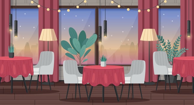 Restaurant Interior Cartoon vector